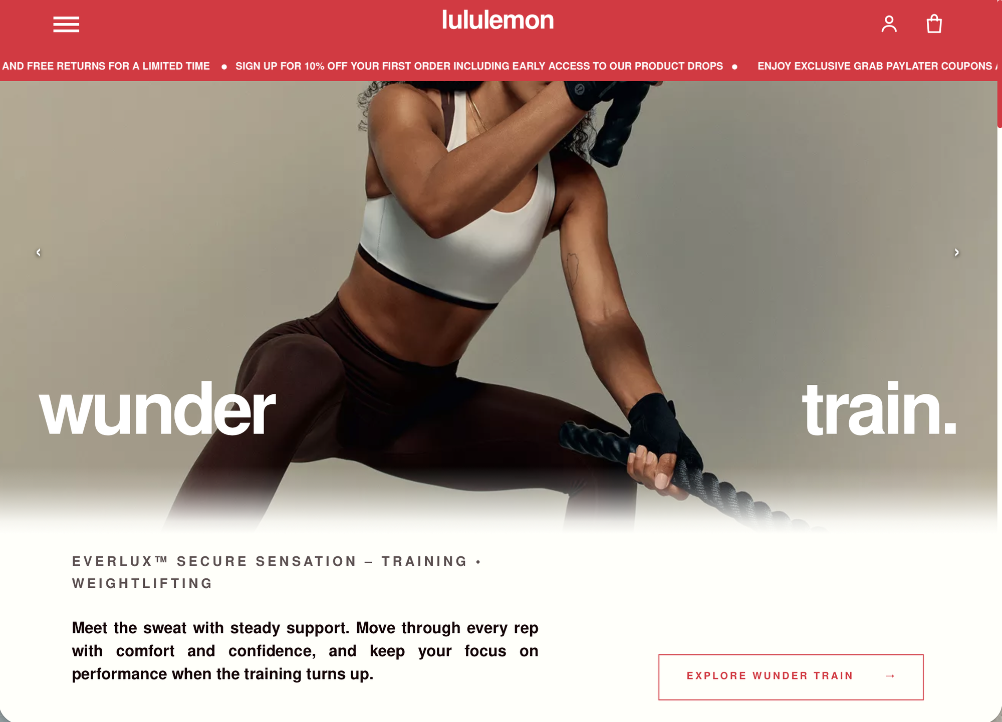Lululemon Reimagined homepage featuring the Fast & Free collection